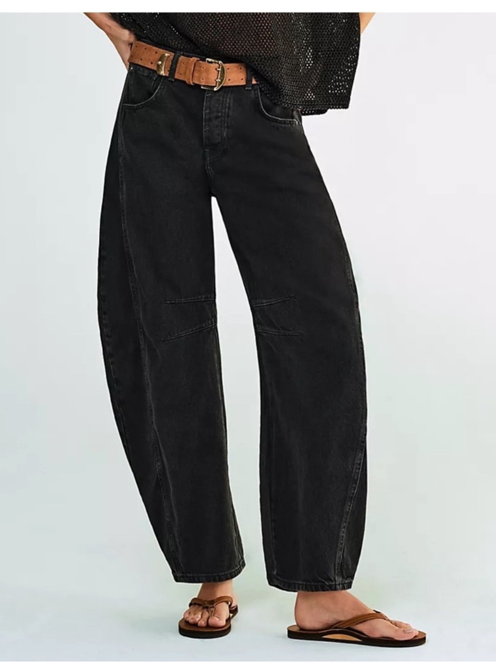 Free People Black Barrel Jeans